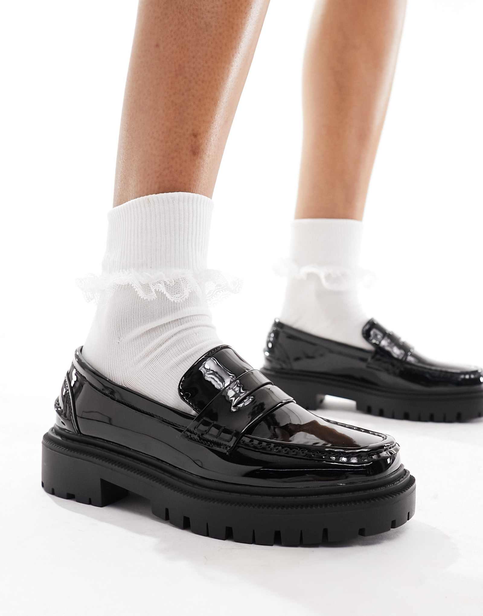массивные мокасины schuh Lexis из черного лакированного материала
