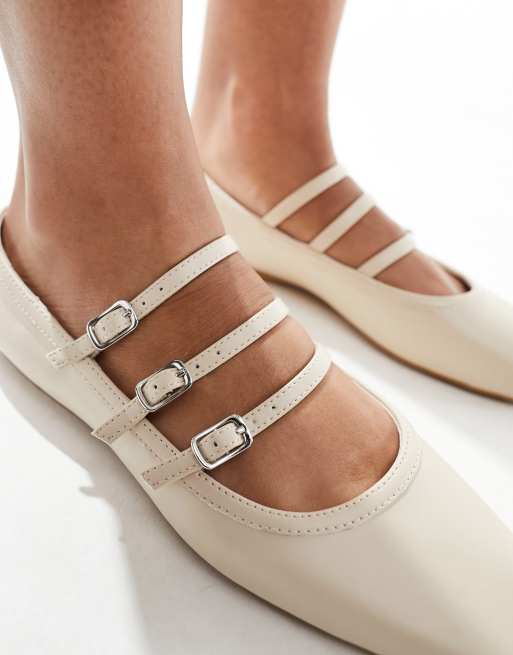schuh - Lianna - Ballerine bianco sporco con fibbie multiple, 2 di 4