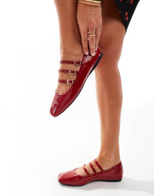 schuh - Liliana - Ballerina's met meerdere gespen in bordeauxrood, 2 van 4