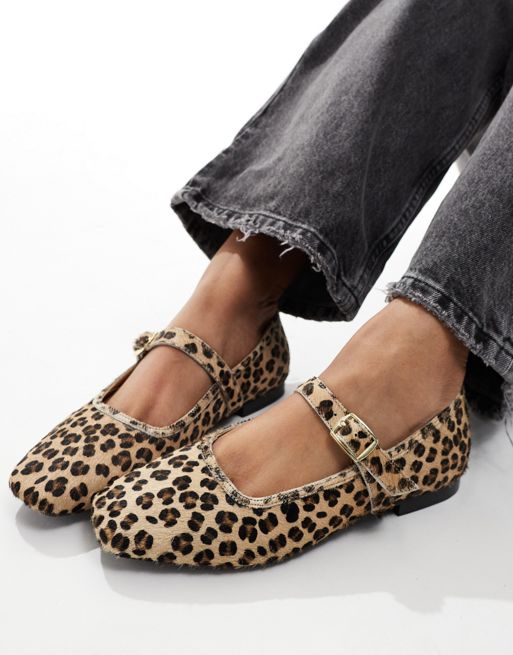  schuh Lille ballerina mary janes in leopard pony hair