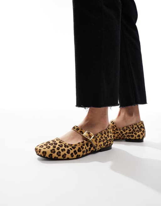 schuh Lille ballerina mary janes in leopard pony hair ASOS