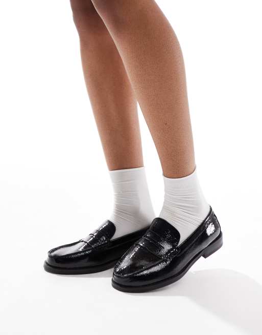schuh – Lillian – Penny-Loafer aus gekräuseltem Leder in Schwarz, 3 von 4