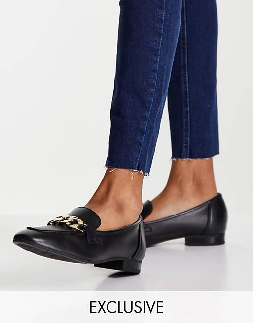 schuh Lina leather loafers with chain trim in black