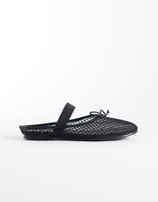 Schuh Linnet Slip On Mesh Ballet Flats In Black