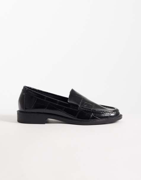 Schuh Lipstick loafers in black faux croc - view 1