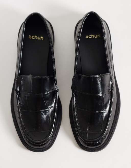 Schuh Lipstick loafers in black faux croc, 2 of 4