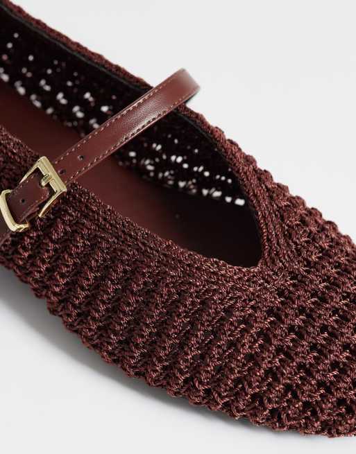 Schuh - Lisbeth - Geweven ballerina's met dubbele gesp in bruin, 3 van 4