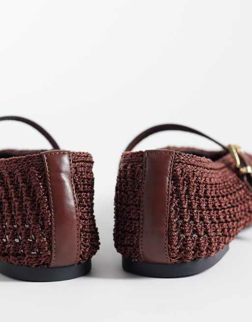 Schuh - Lisbeth - Geweven ballerina's met dubbele gesp in bruin, 4 van 4