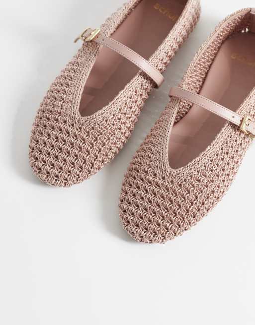 Schuh - Lisbeth - Geweven ballerina's met dubbele gesp in roze, 2 van 4