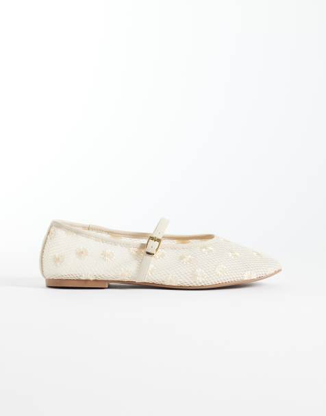 Schuh - Lisbeth - Geweven ballerina's van mesh met dubbele gesp met madeliefjes - view 1