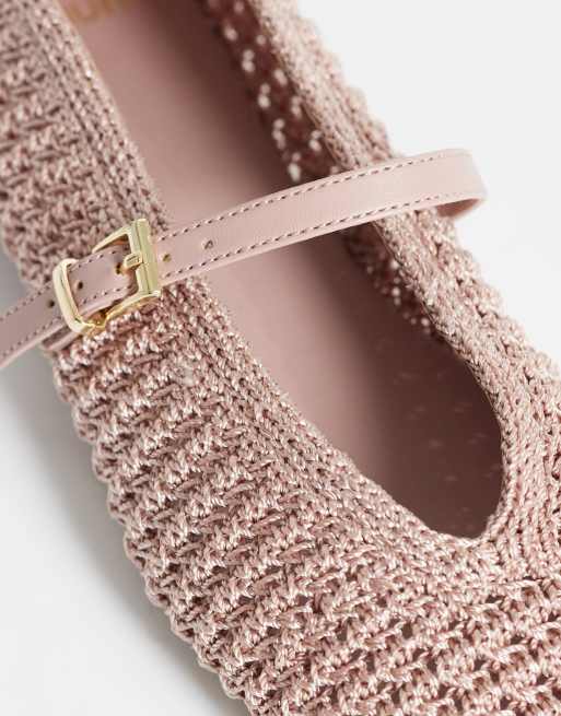 Schuh – Lisbeth – Rosa, vävda ballerinaskor med dubbla spännen, 3 av 4