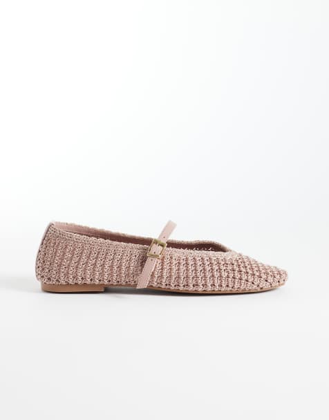 Schuh – Lisbeth – Różowe plecione balerinki z dwiema klamrami - view 1