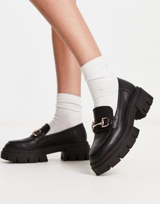 schuh Lola chunky loafer with trim in black