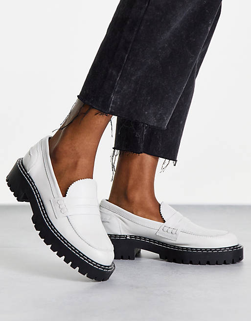 schuh London chunky leather loafers in ecru