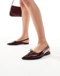 [Schuh] schuh Lorie tie detail pointed toe flats in dark cherry-Red 36 CHERRY LACQUER