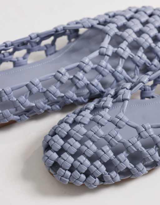 Schuh – Lotte – Płaskie plecione balerinki w niebieskim kolorze, 2 z 4