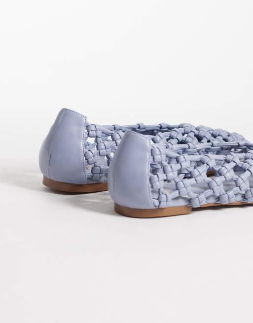 Schuh – Lotte – Płaskie plecione balerinki w niebieskim kolorze, 3 z 4