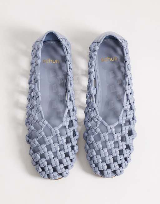 Schuh – Lotte – Płaskie plecione balerinki w niebieskim kolorze, 4 z 4