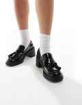 [Schuh] schuh Lovelyn heeled loafers in black patent 36 BLACK PATENT