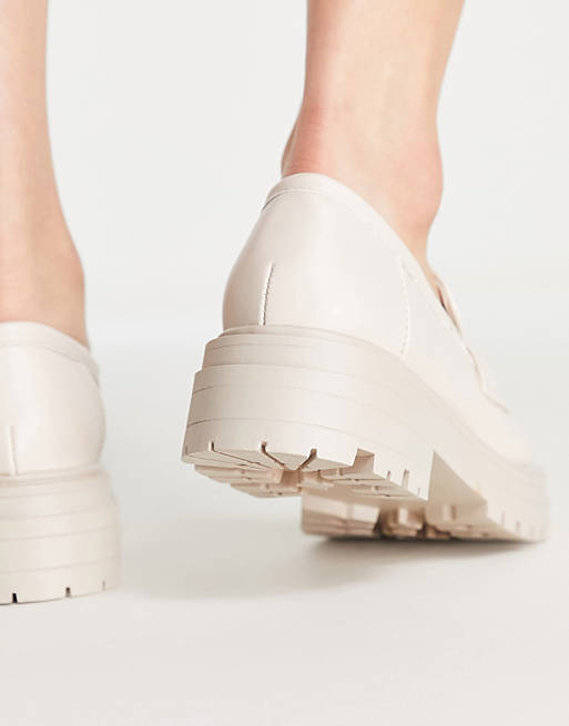 Chunky loafer heeled shoes in tan ASOS Damen Schuhe Halbschuhe 
