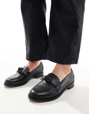 schuh Lula bow loafers in black leather | ASOS