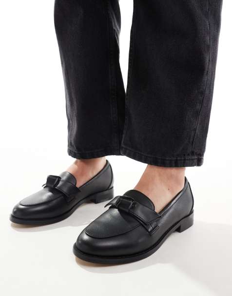 schuh Lula bow loafers in black leather - view 1