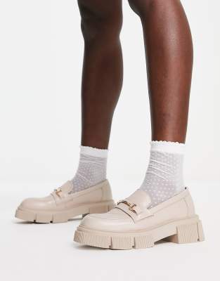 schuh Lyle chunky loafers with trim in beige drench - ASOS Price Checker