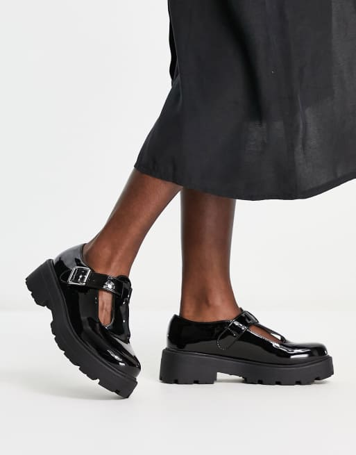 schuh Lyra t bar shoes in black patent