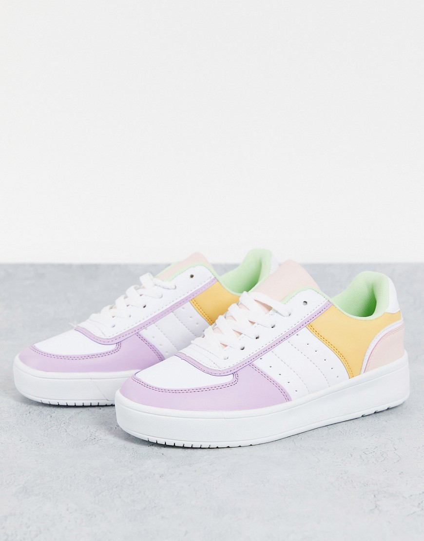 Schuh Magnet lace up trainers in pastel mix-Multi