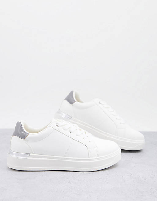schuh Marilyn trainers with silver hardwear in white