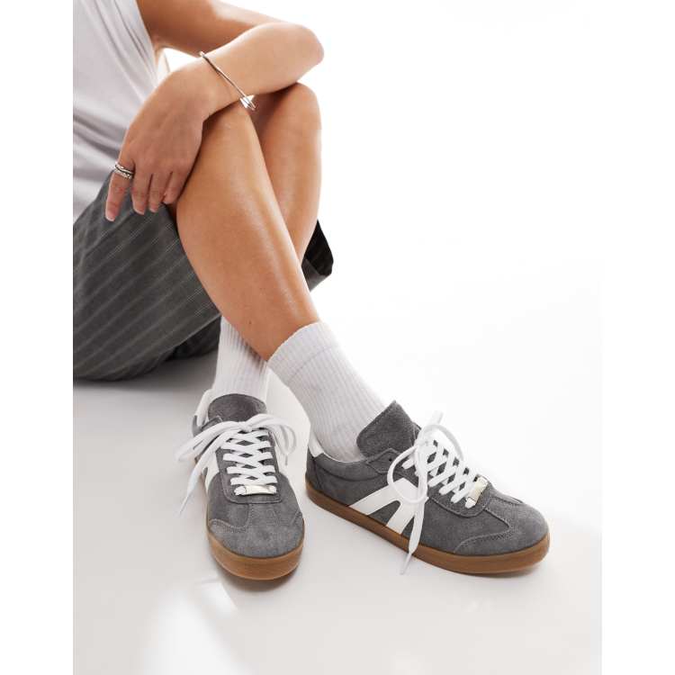 schuh Marnie gum sole sneakers in grey suede ASOS