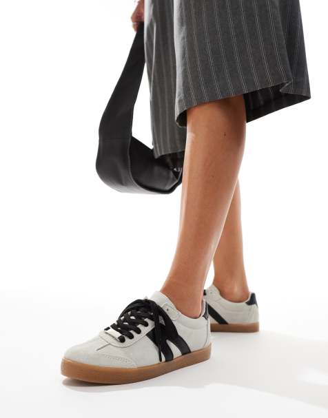 schuh Marnie gum sole sneakers in off white suede - view 1