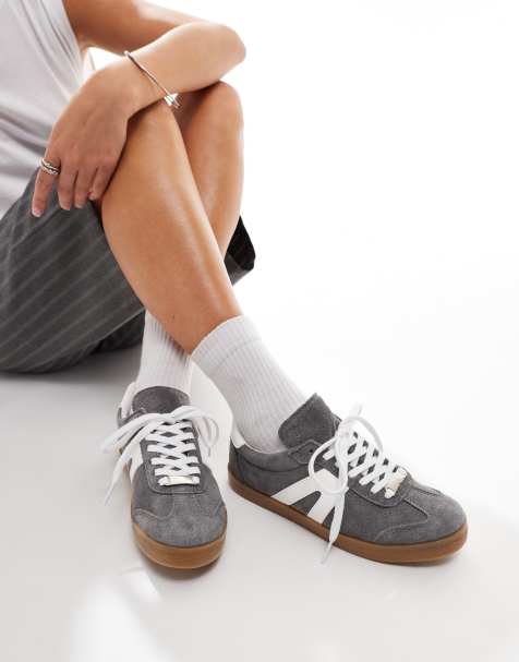 schuh Marnie gum sole trainers in grey suede - view 1