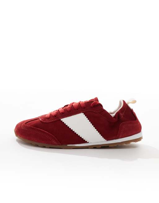 schuh Meredith trainers in red suede, 2 of 5