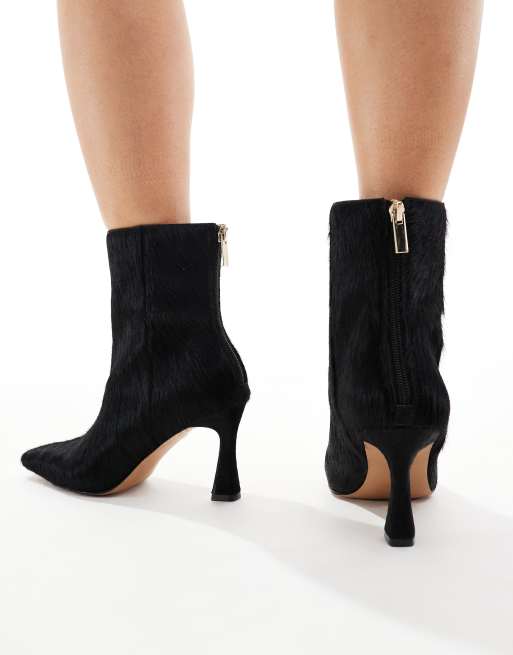 schuh mid heeled ankle boots in black cow hair, 4 of 4