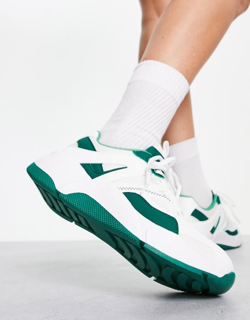 ASOS DESIGN retro trainers in white with mint green detail