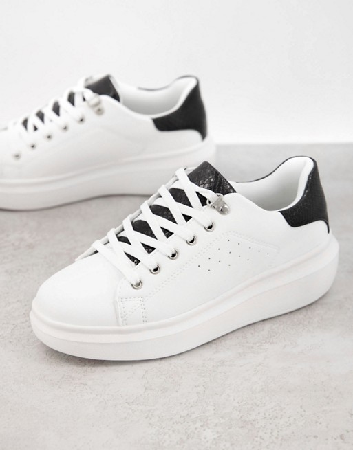 schuh Misty flatform backtab trainers in white