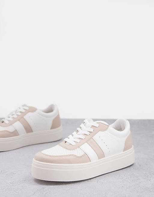 schuh Naia trainers in white and blush mix