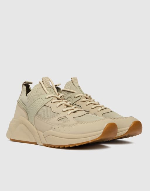 schuh - Nava - Beige sneakers med sokkedetalje