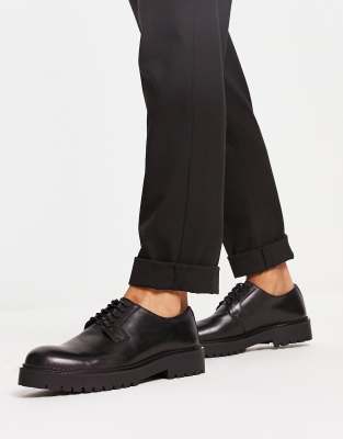 Schuh Paulo chunky lace up shoes in black leather 14390₽