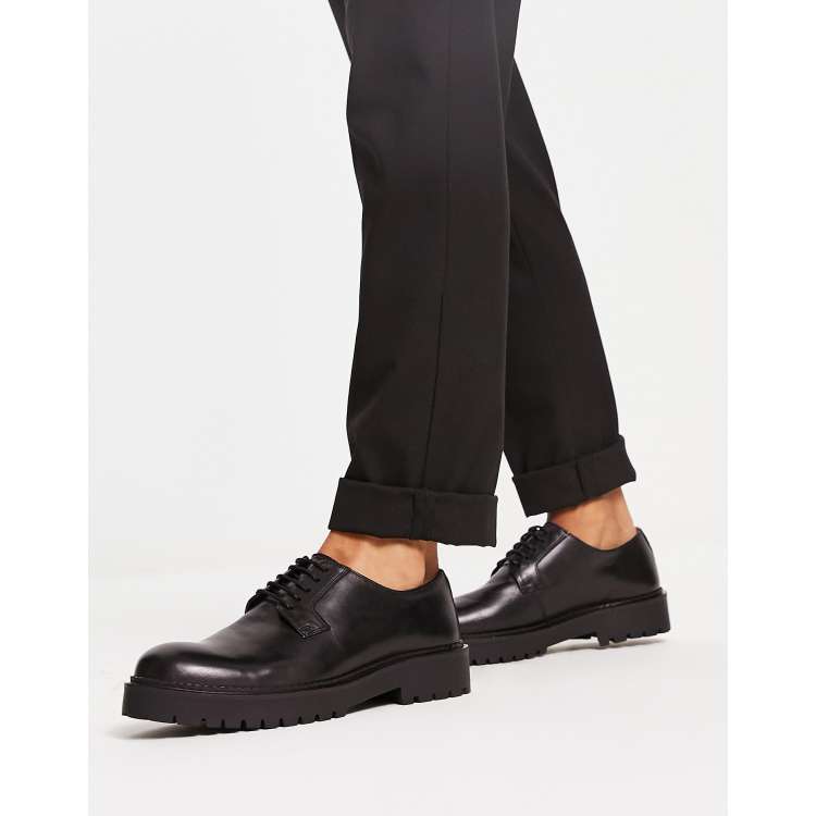 schuh Paulo chunky lace up shoes in black leather