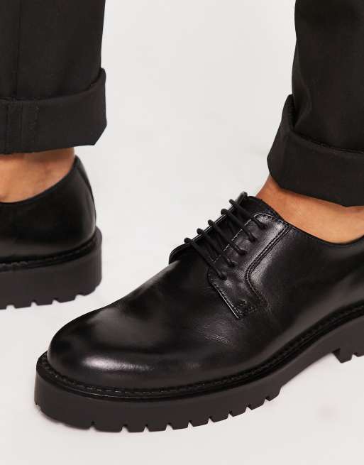 schuh Paulo chunky lace up shoes in black leather