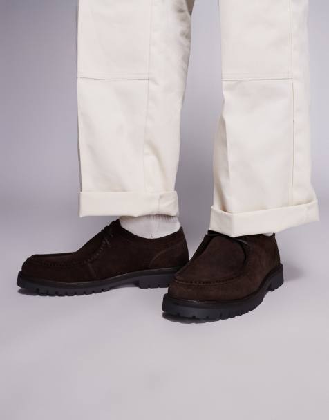 schuh – Presley – Bruna, grova loafers med snörning i mocka - view 1