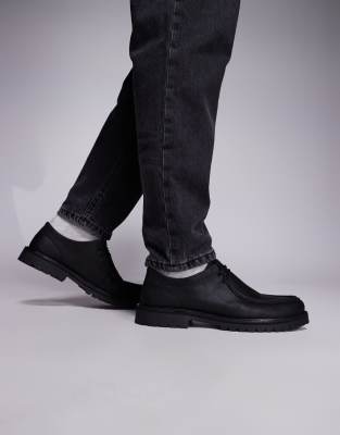 Schuh schuh Presley lace up chunky loafers in leather black