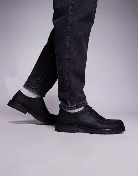schuh Presley lace up chunky loafers in leather black - view 1