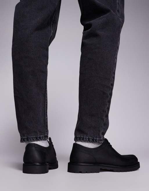 schuh Presley lace up chunky loafers in leather black, 4 of 4