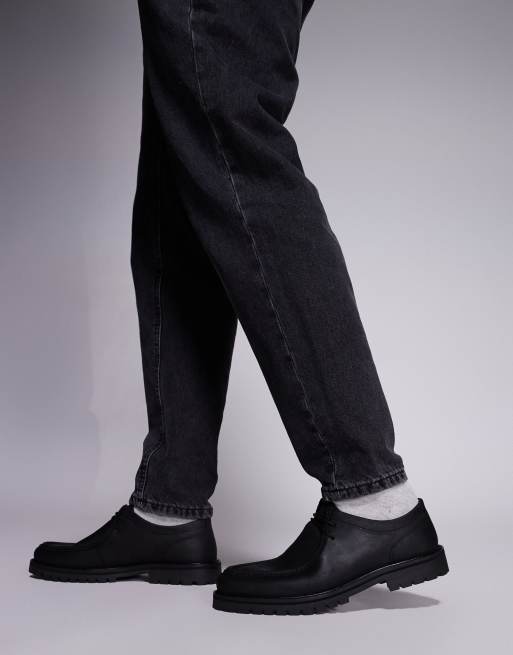 schuh - Presley - Mocassini stringati in pelle neri con suola spessa, 3 di 4