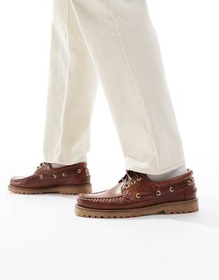 schuh Princeton boat shoes brown leather 