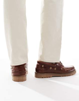 schuh Princeton boat shoes brown leather 