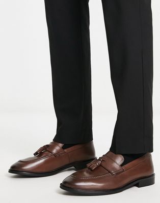 Schuh raheem penny loafers in brown leather  - ASOS Price Checker